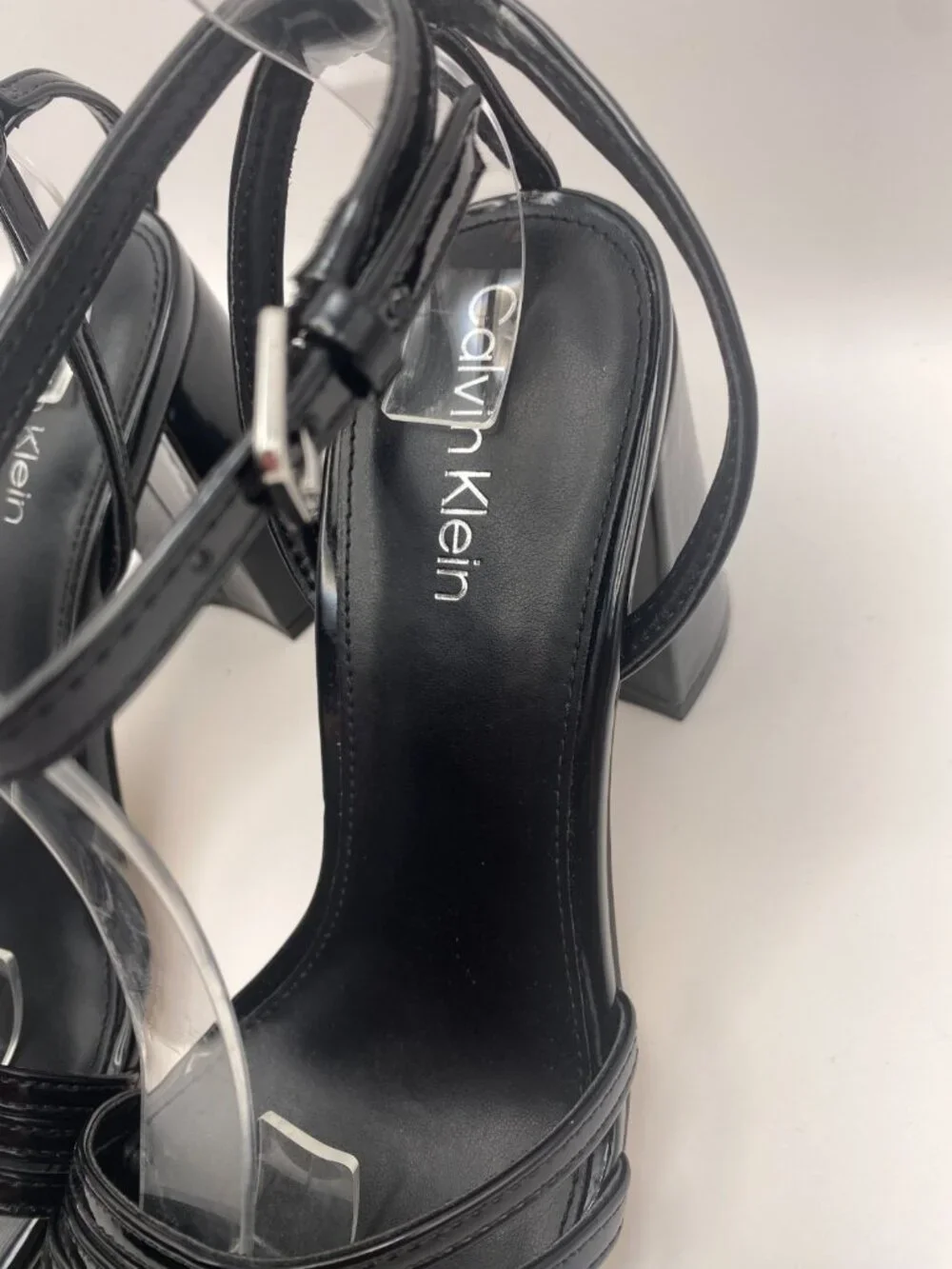 Calvin Klein Womens Quiva Black Strap Heel Sandal Sz 7